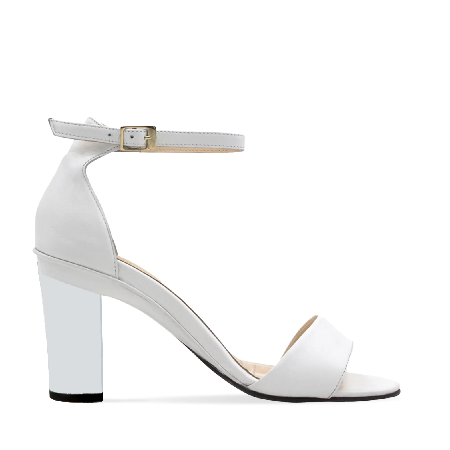 Deyi White Sandal with Ankle Strap