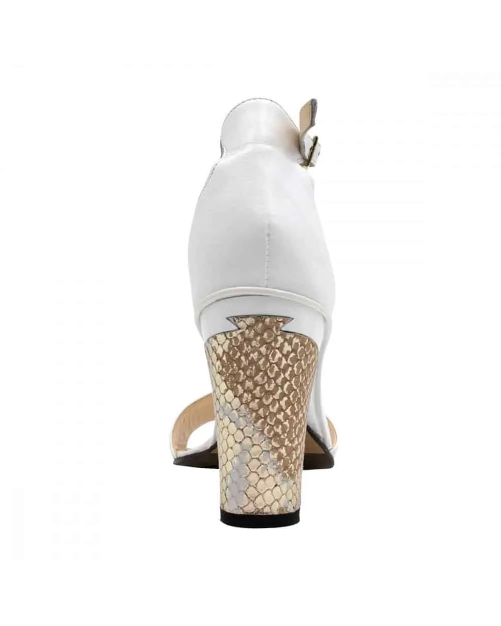 Deyi White Sandal with Ankle Strap