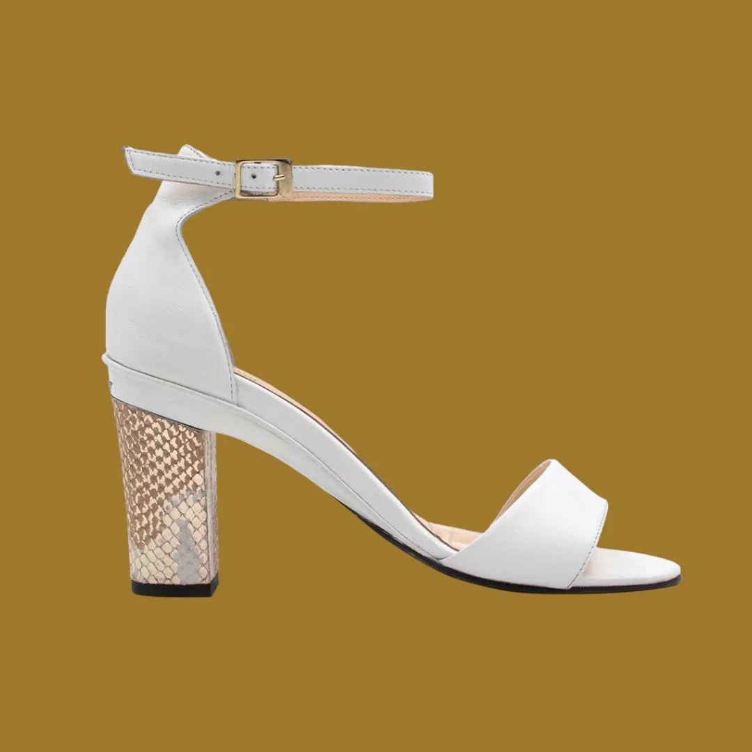 Deyi White Sandal with Ankle Strap