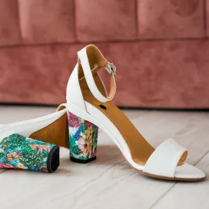 Deyi White Sandal with Ankle Strap
