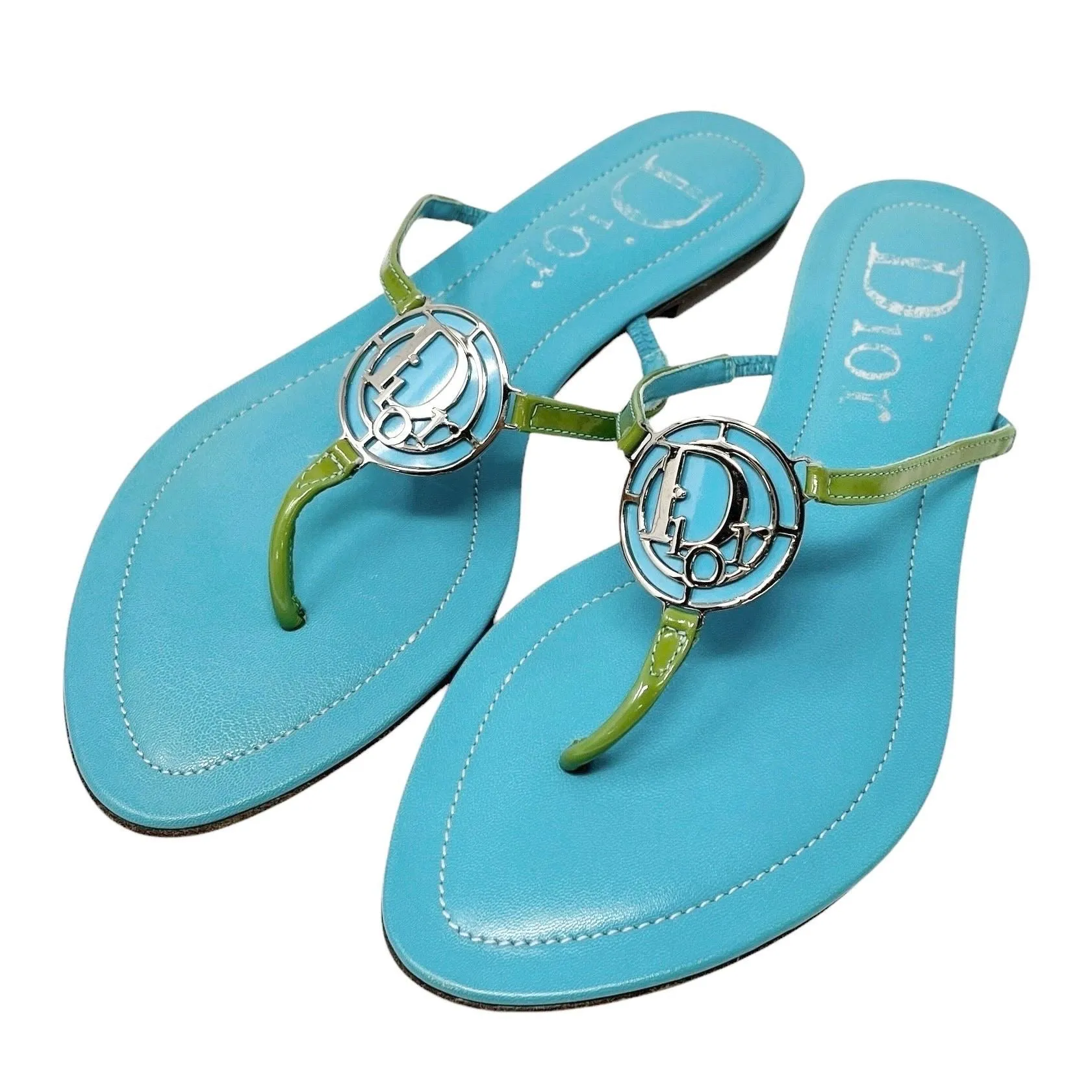 Dior Blue/Green Logo Sandals