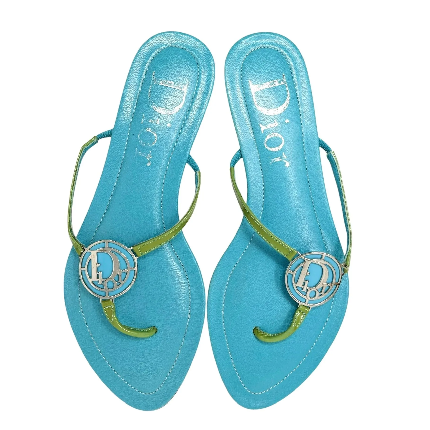 Dior Blue/Green Logo Sandals