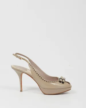 Dior Taupe Patent Slingback Platform Pump - 40