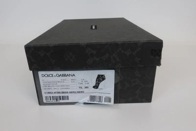 Dolce & Gabbana Lace Peep Toe Ankle Boots Black Size 39 High Heel Sock Booties