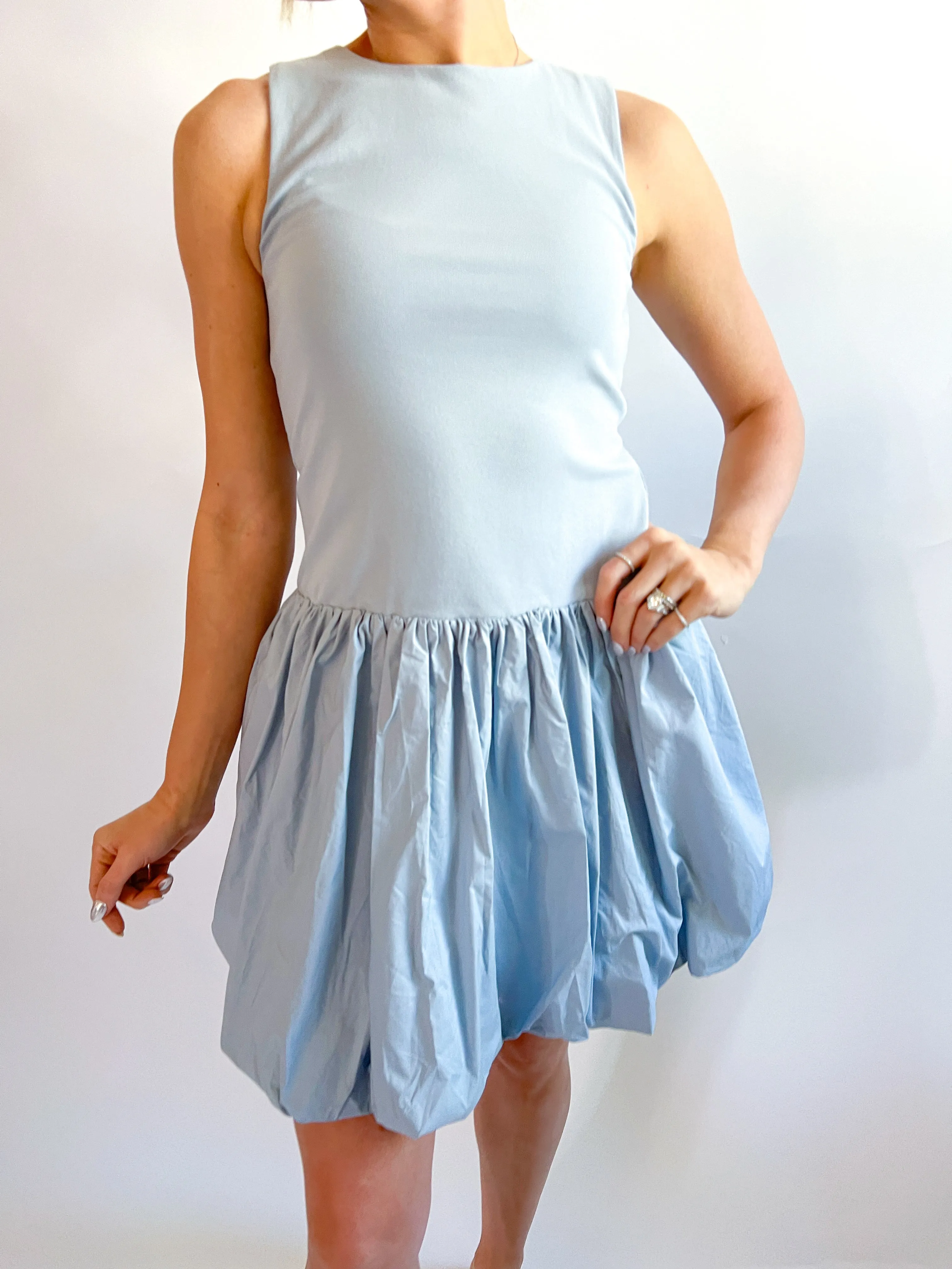 Double Lined Bubble Hem Mini Dress