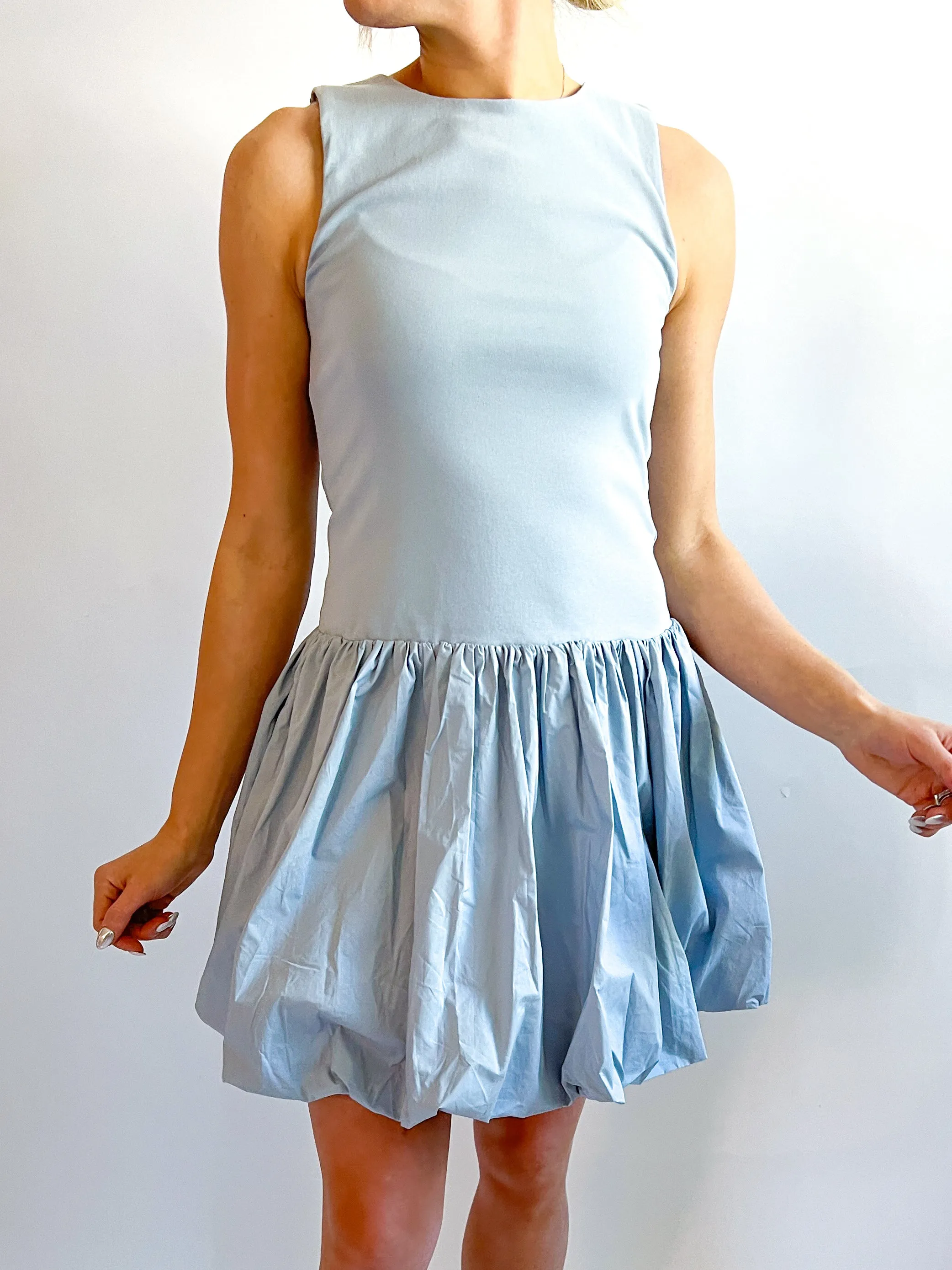 Double Lined Bubble Hem Mini Dress