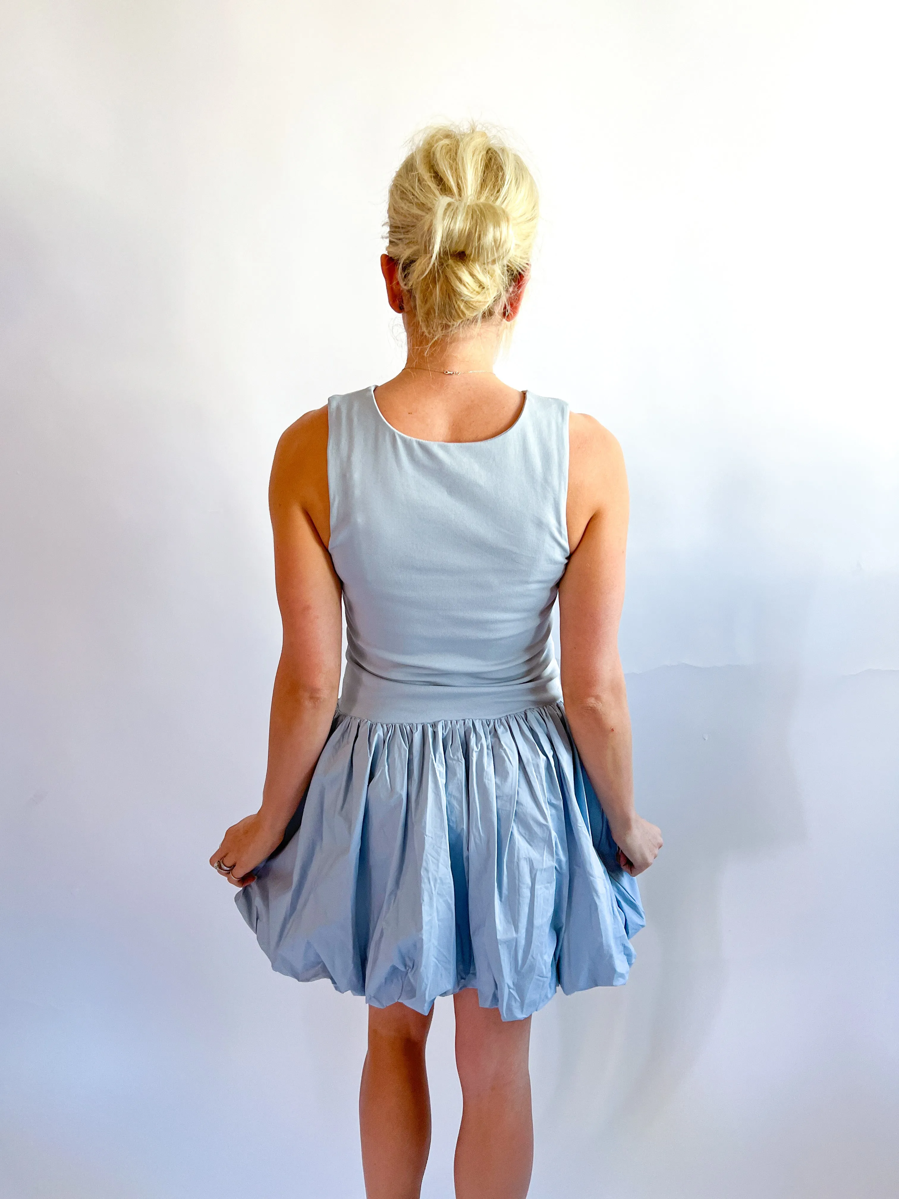 Double Lined Bubble Hem Mini Dress