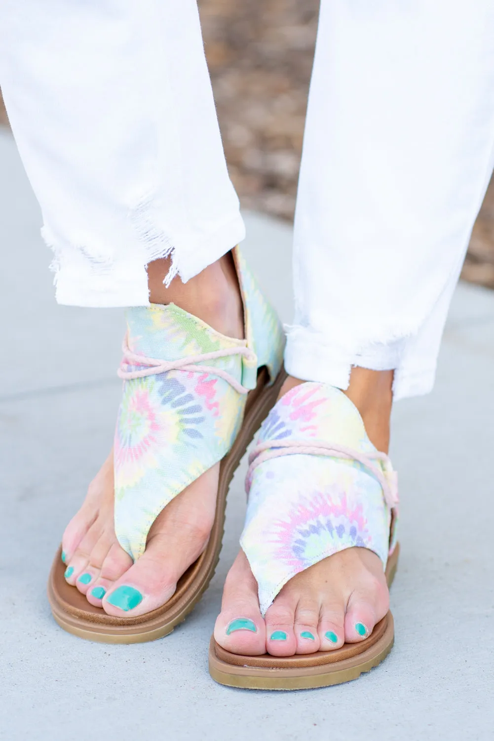 Dusk Tie Dye Pastel Zip Sandals