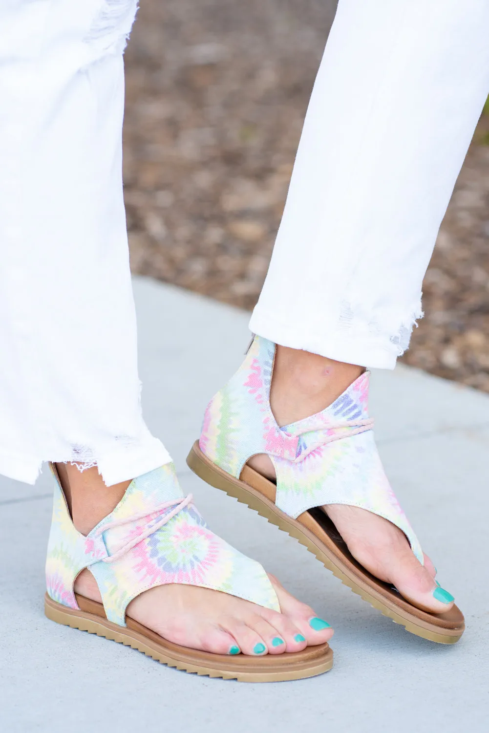 Dusk Tie Dye Pastel Zip Sandals