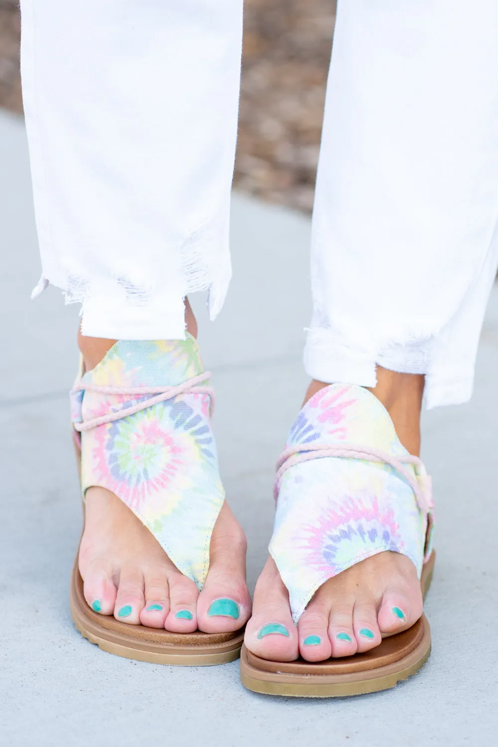 Dusk Tie Dye Pastel Zip Sandals