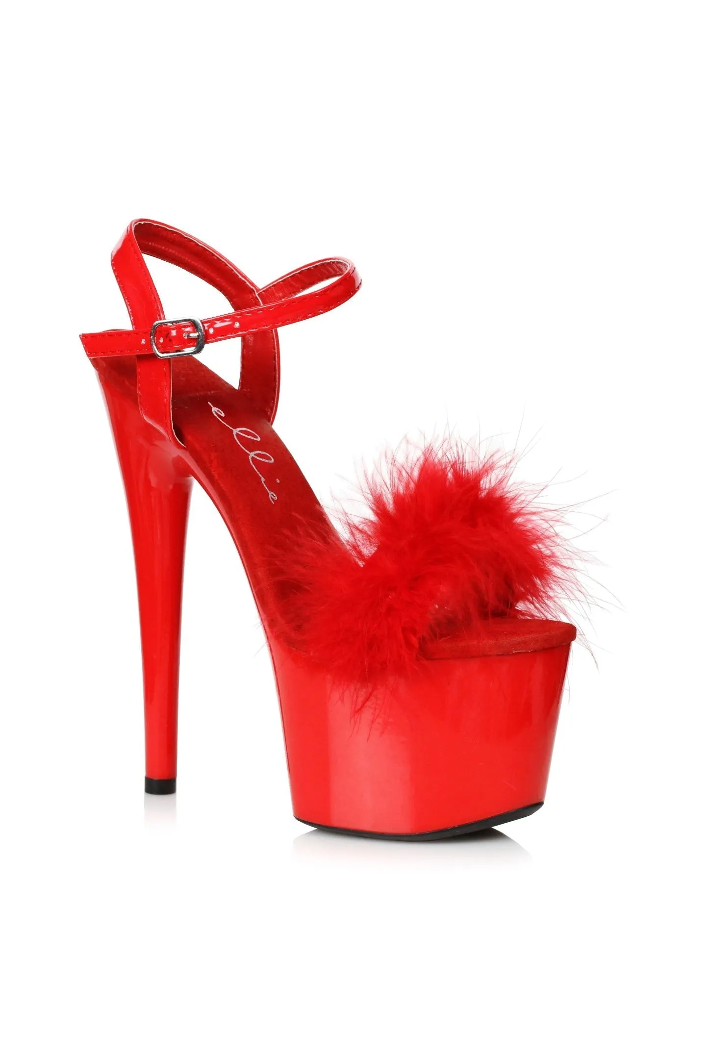 Ellie 709-WHITNEY 7" Platform Sandal With Marabou