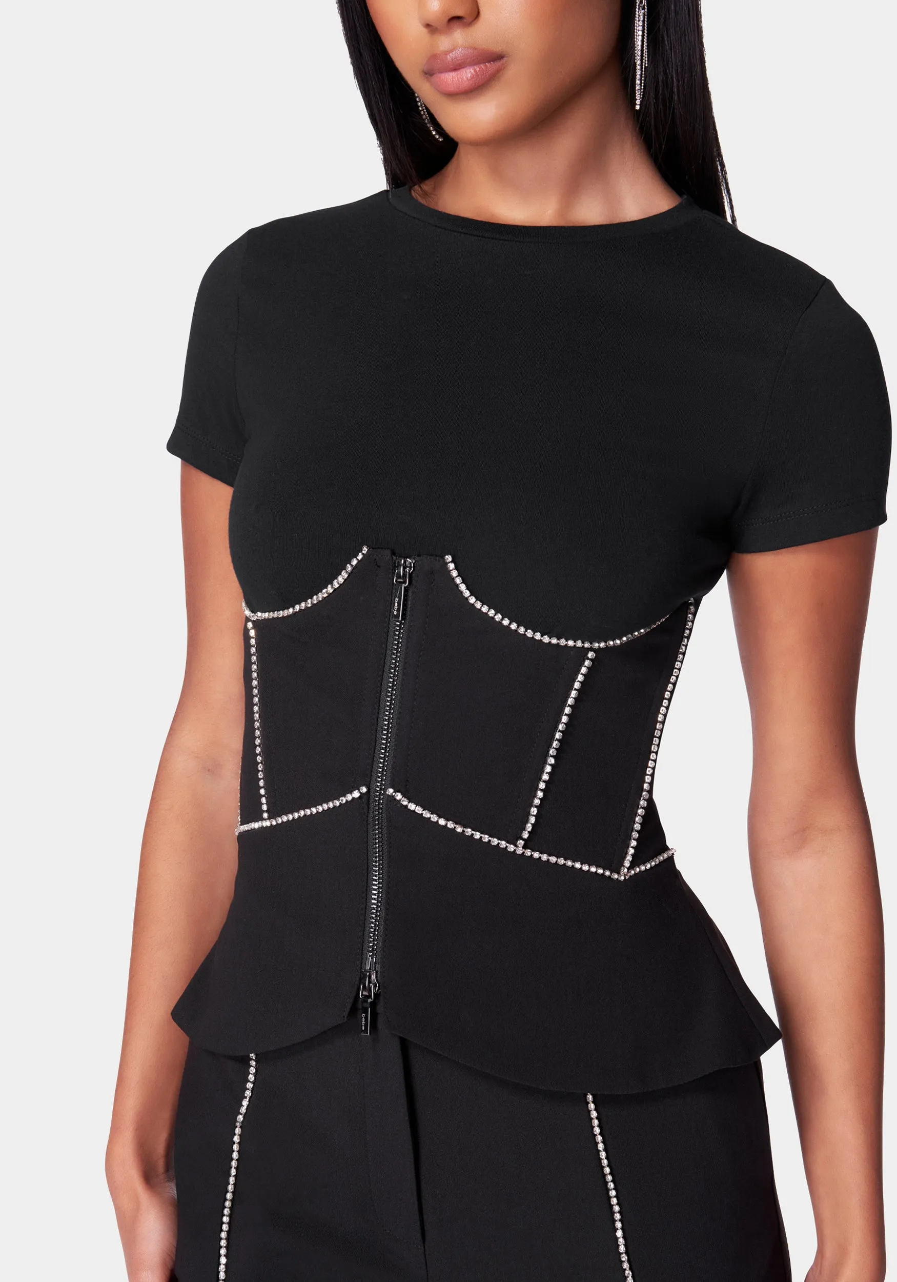Embellished Peplum Corset Top