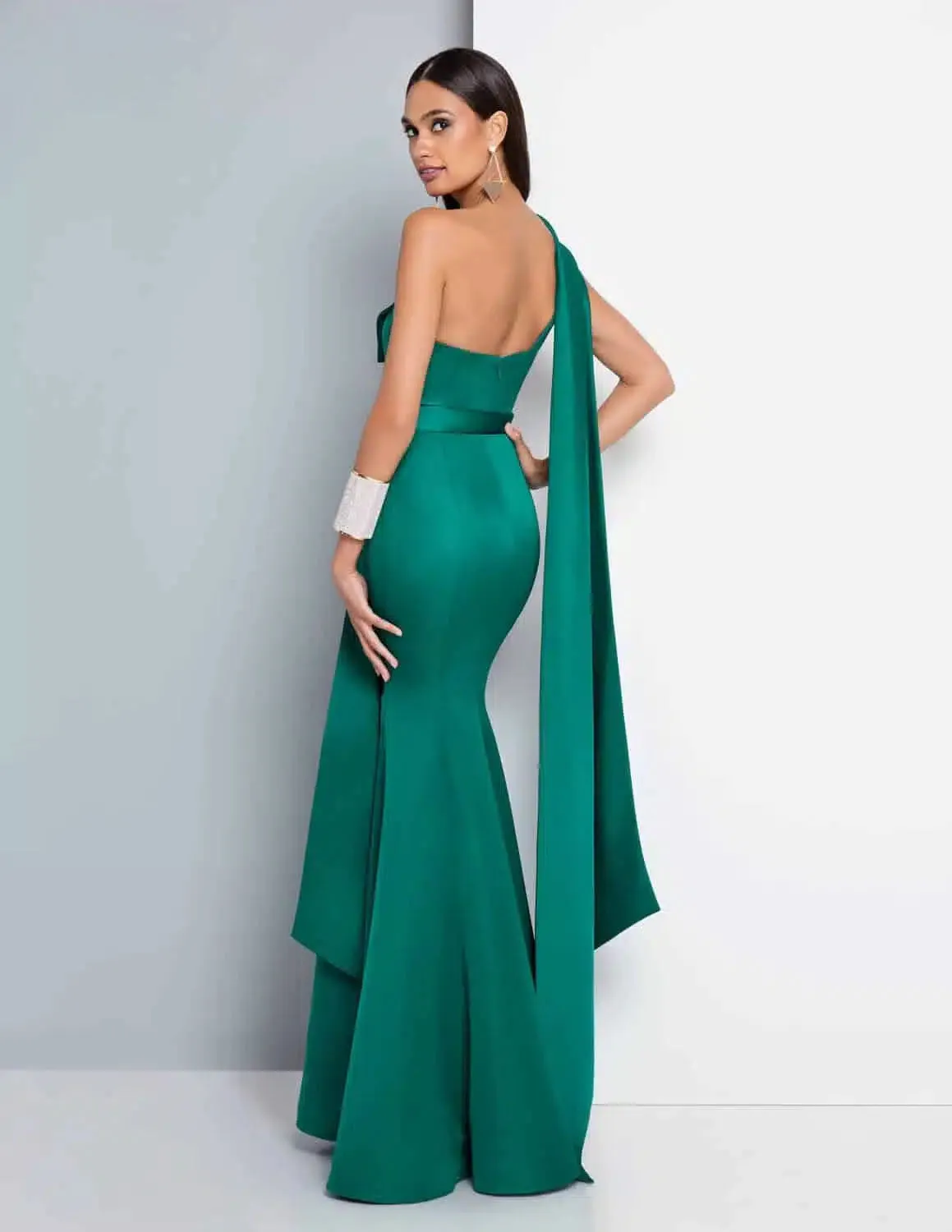 Emerald Green One Shoulder Gown