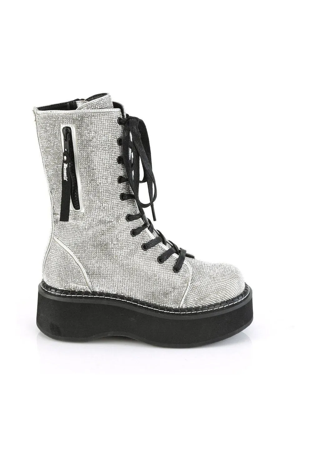 EMILY-362 Knee Boot | Silver Faux Leather