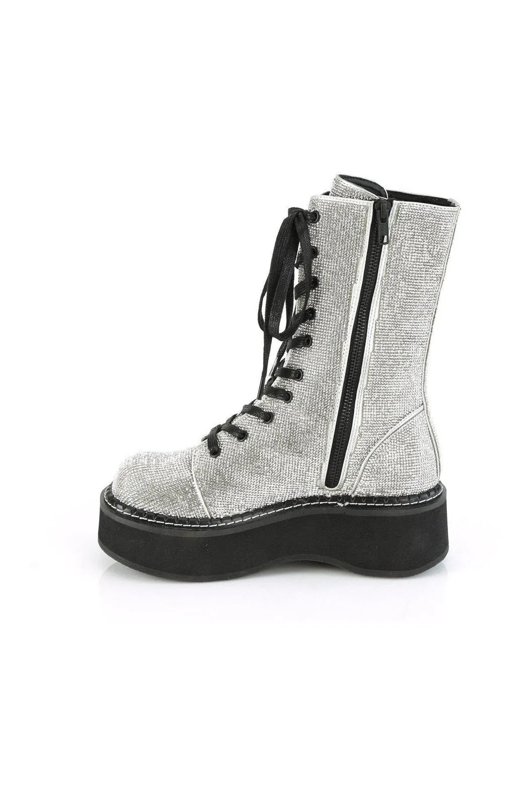 EMILY-362 Knee Boot | Silver Faux Leather