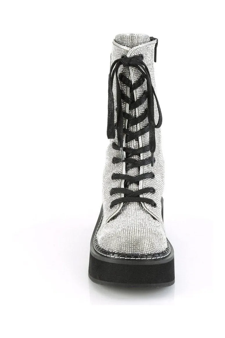 EMILY-362 Knee Boot | Silver Faux Leather