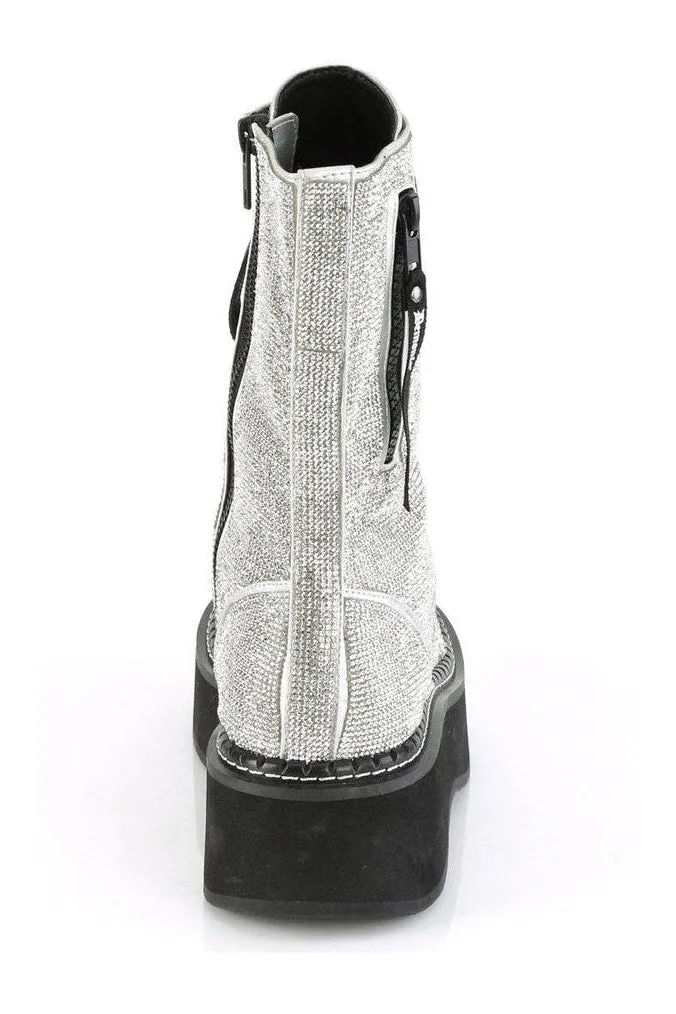 EMILY-362 Knee Boot | Silver Faux Leather