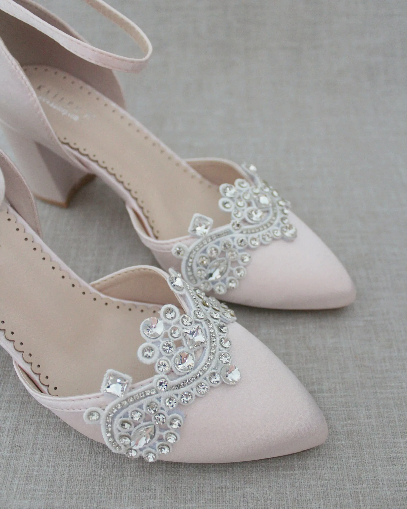 Evening Block Heel with Rhinestones Detail