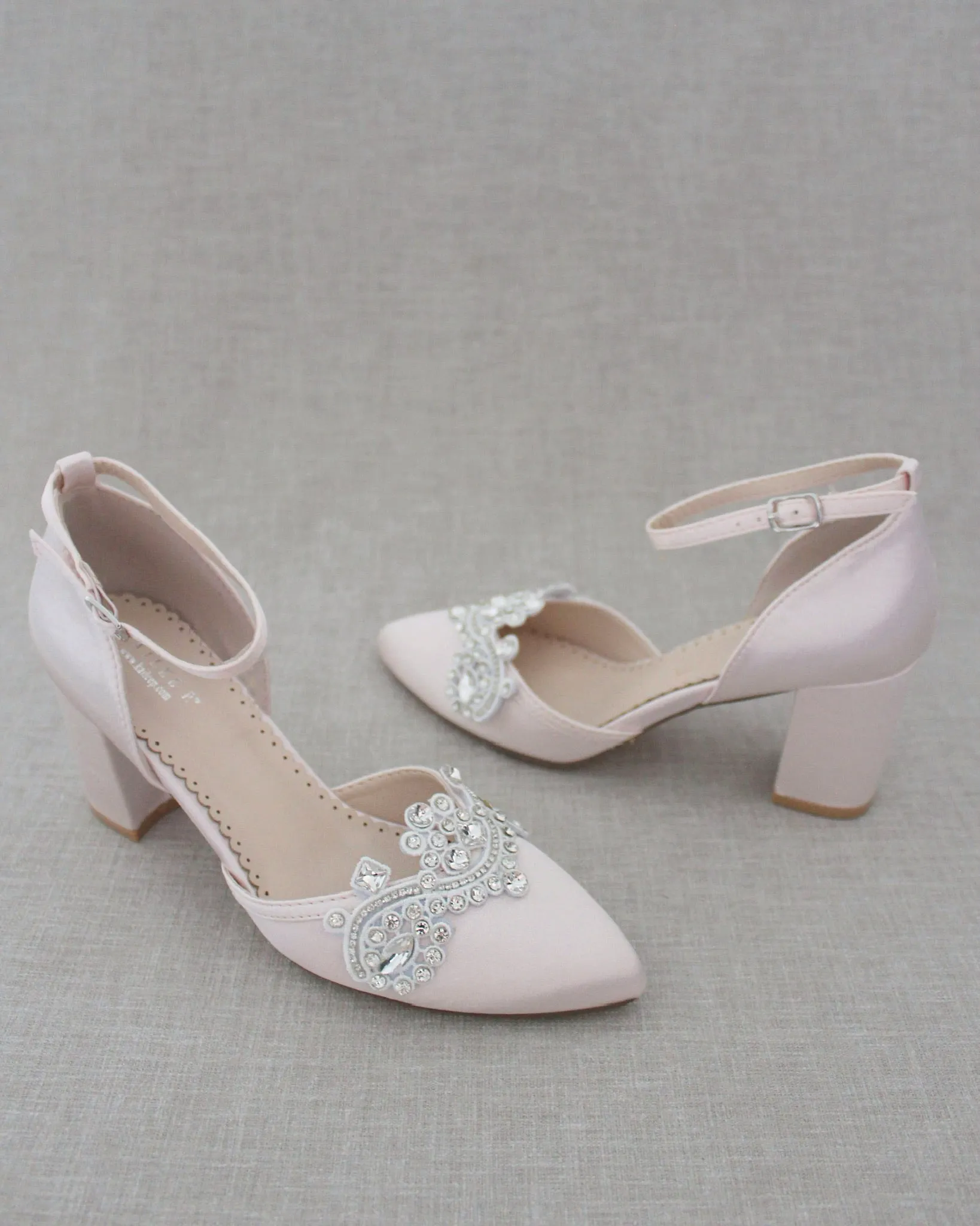 Evening Block Heel with Rhinestones Detail