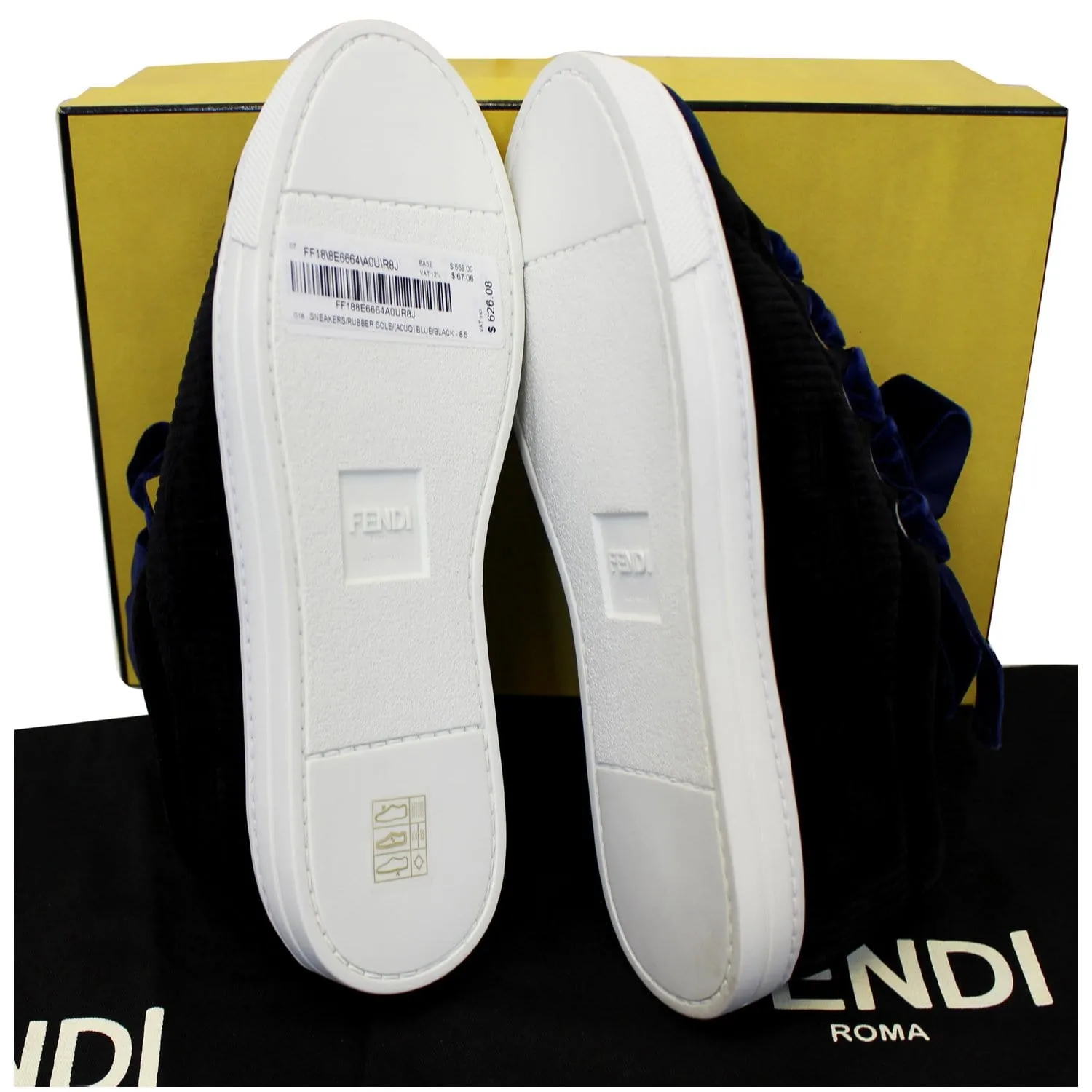 FENDI Velvet Sneakers Blue/Black Size 8.5 US - 25% OFF