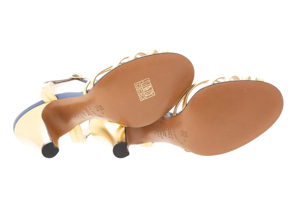 Ferragamo Gold  Peep Toe From the Archives 1950's Pumps