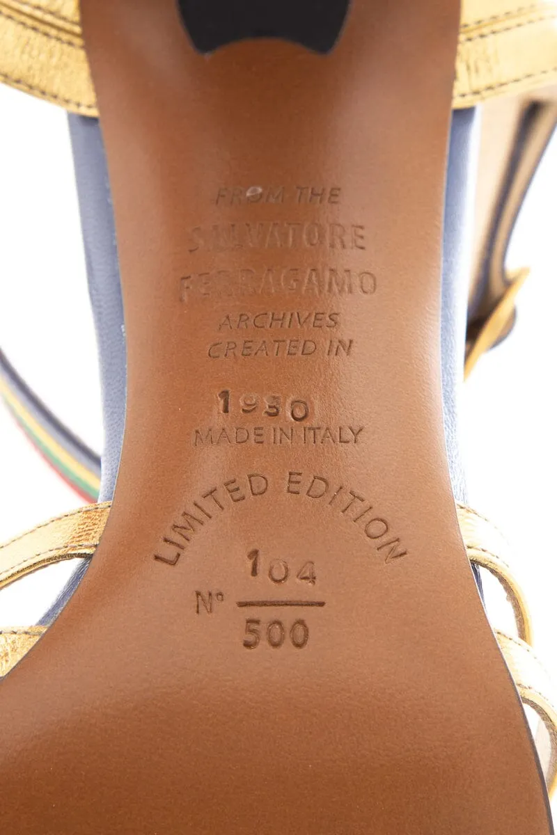 Ferragamo Gold  Peep Toe From the Archives 1950's Pumps