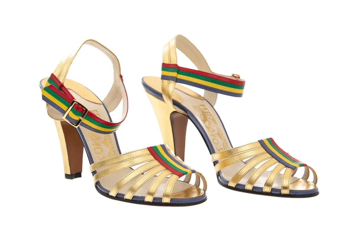 Ferragamo Gold  Peep Toe From the Archives 1950's Pumps