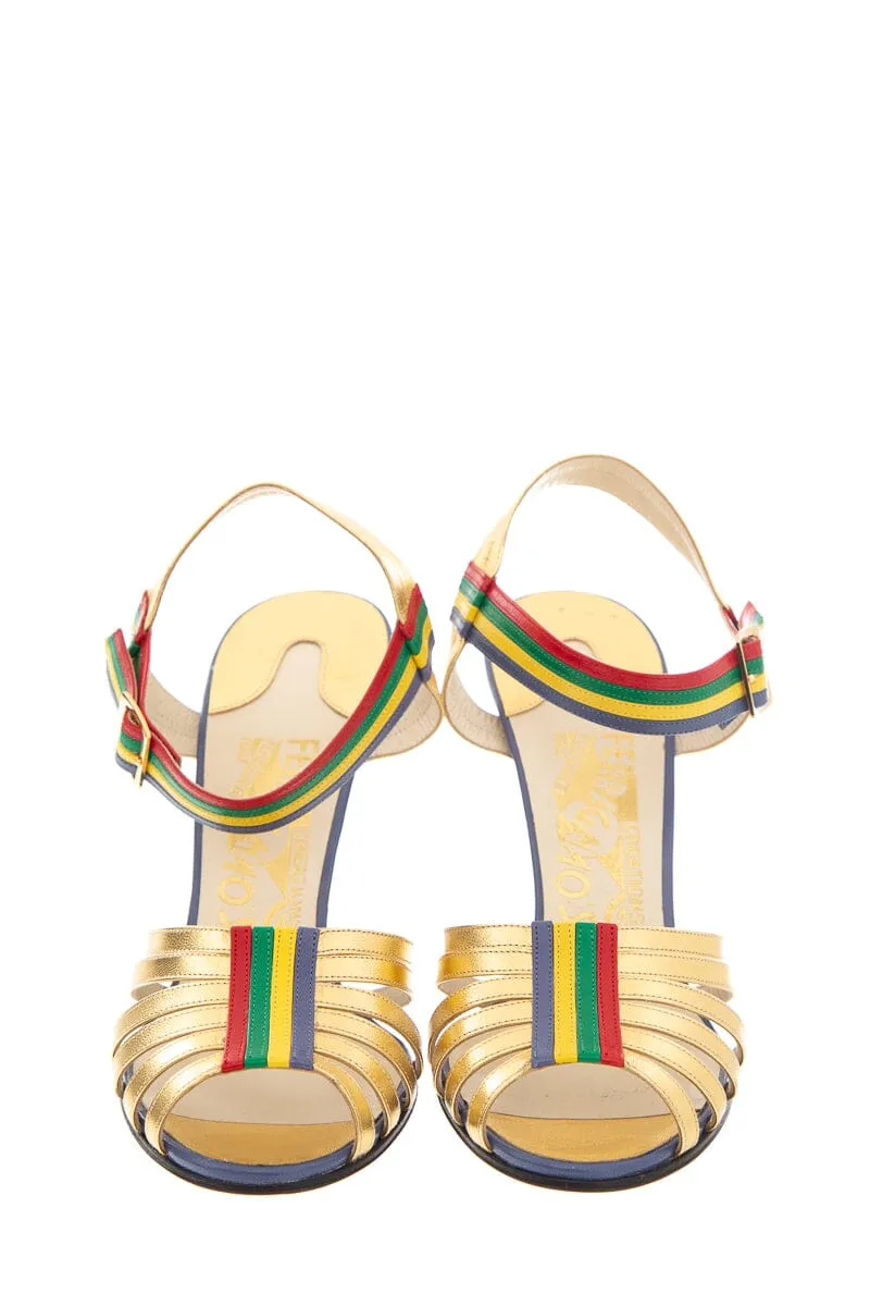 Ferragamo Gold  Peep Toe From the Archives 1950's Pumps