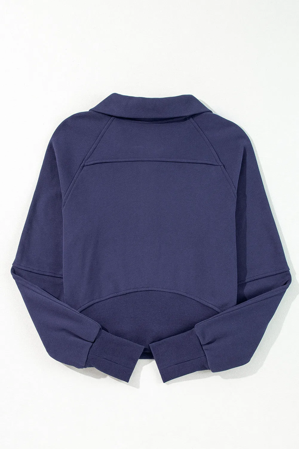 Fleece Lined Zip Up Stand Collar Thumbhole Sleeve Sweatshirt