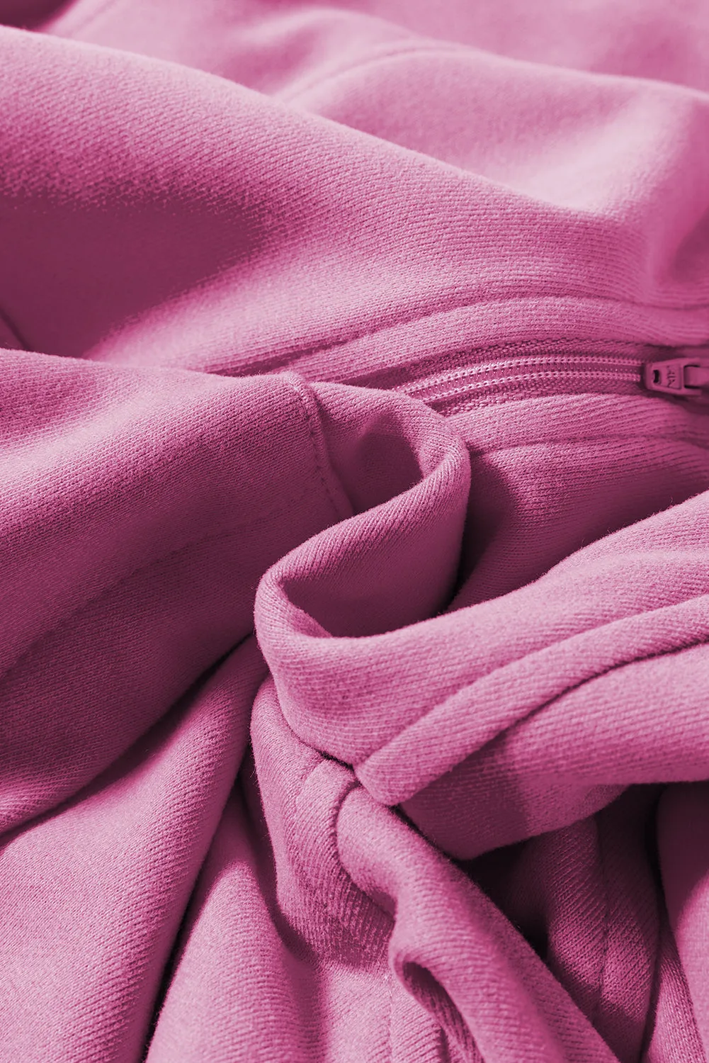 Fleece Lined Zip Up Stand Collar Thumbhole Sleeve Sweatshirt