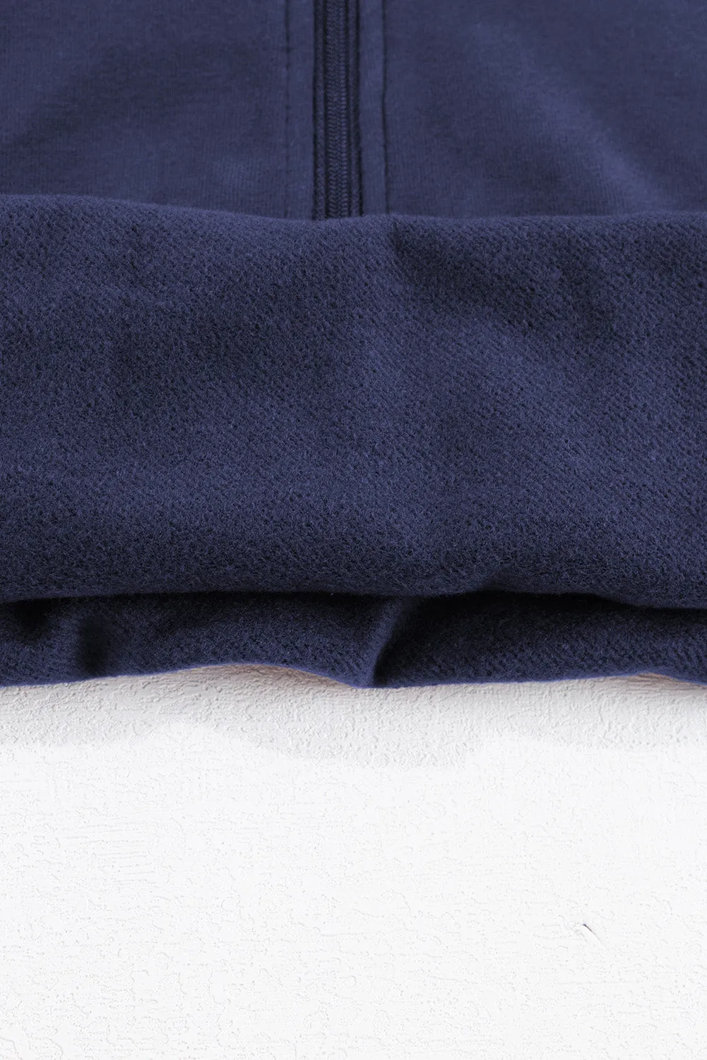 Fleece Lined Zip Up Stand Collar Thumbhole Sleeve Sweatshirt
