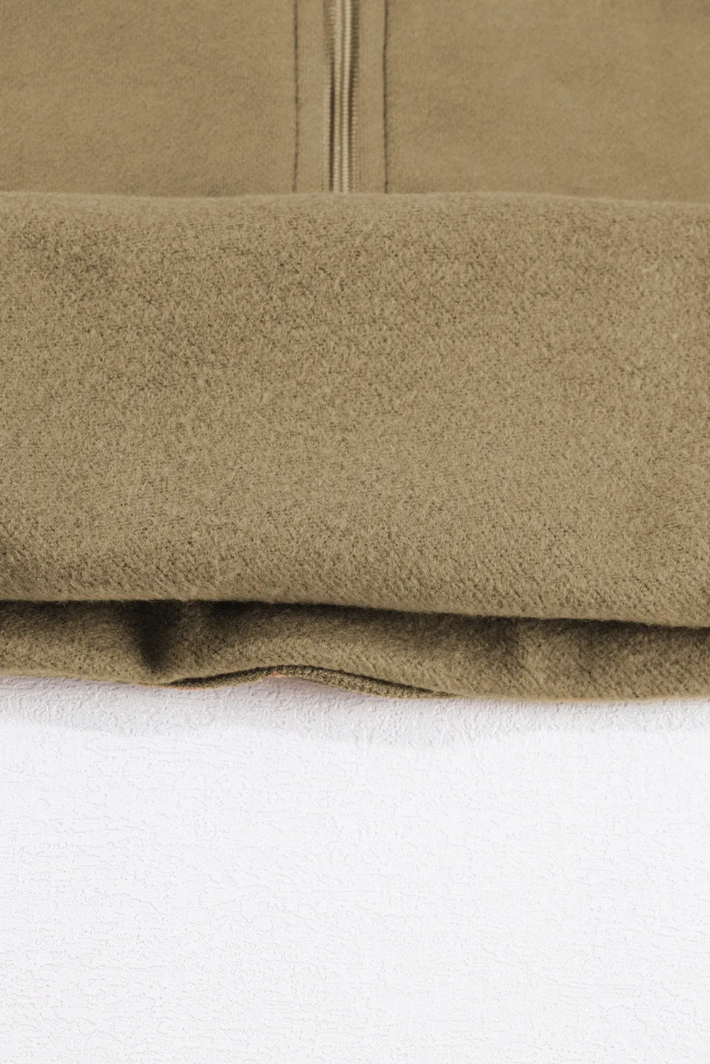 Fleece Lined Zip Up Stand Collar Thumbhole Sleeve Sweatshirt