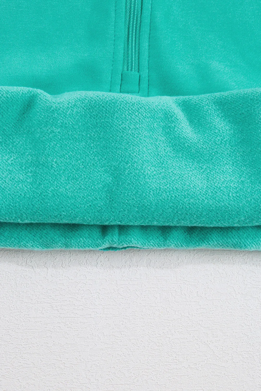 Fleece Lined Zip Up Stand Collar Thumbhole Sleeve Sweatshirt