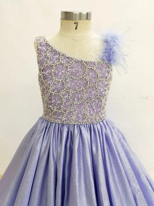 Flower Girls Purple Ball Gown with Glitz Bodice