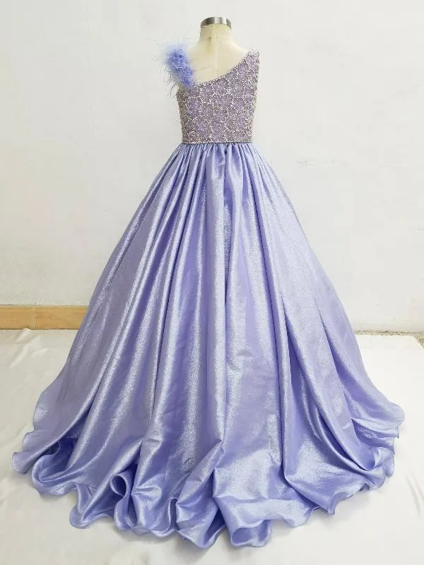 Flower Girls Purple Ball Gown with Glitz Bodice