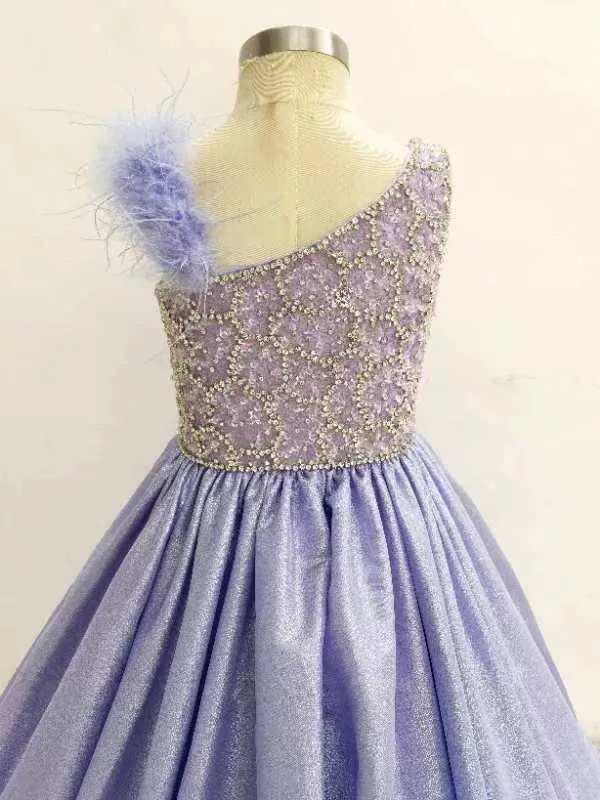 Flower Girls Purple Ball Gown with Glitz Bodice