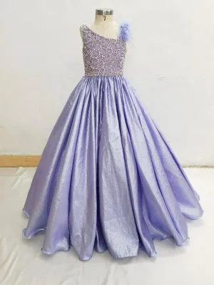 Flower Girls Purple Ball Gown with Glitz Bodice