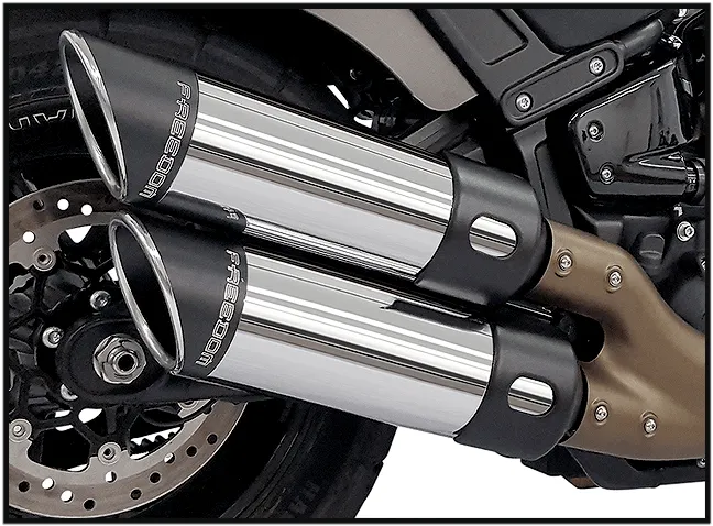 Freedom Performance HD00719 M8 Fatbob Slip-On - Chrome with Black Tips