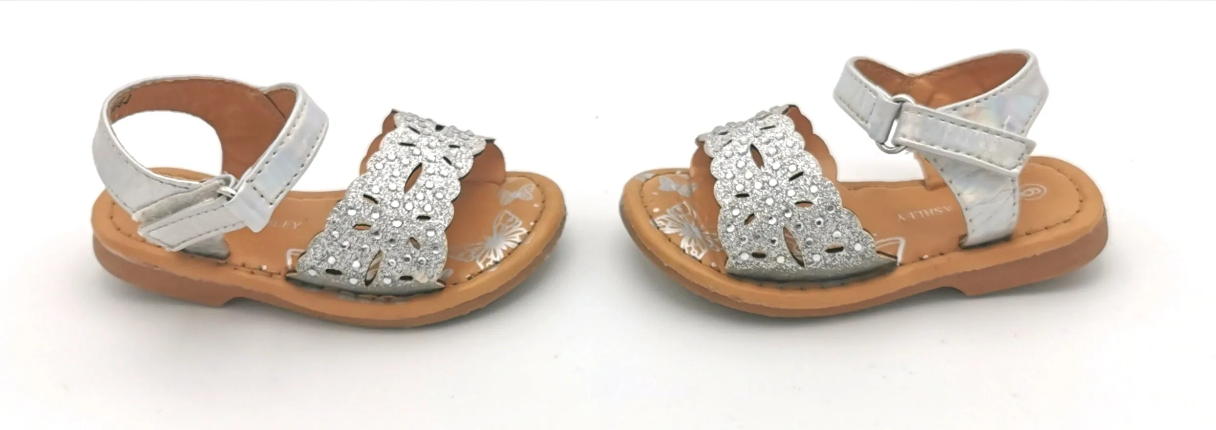 GIRL SIZE 6 TODDLER - LAURA ASHLEY, Glittery Silver Sandals VGUC B13