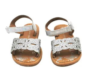 GIRL SIZE 6 TODDLER - LAURA ASHLEY, Glittery Silver Sandals VGUC B13