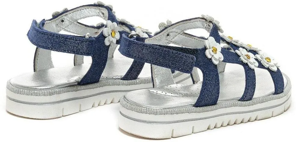 Girls Navy Daisy Sandals
