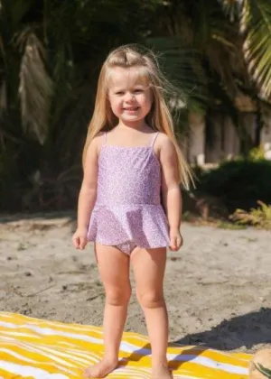 Girls One Piece Swimsuit - Elle Swimsuit in PINK LEOPARD - Pink