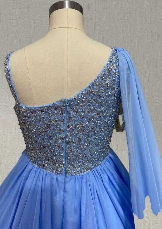 GLitter Sky Blue Pageant Dresses For Juniors