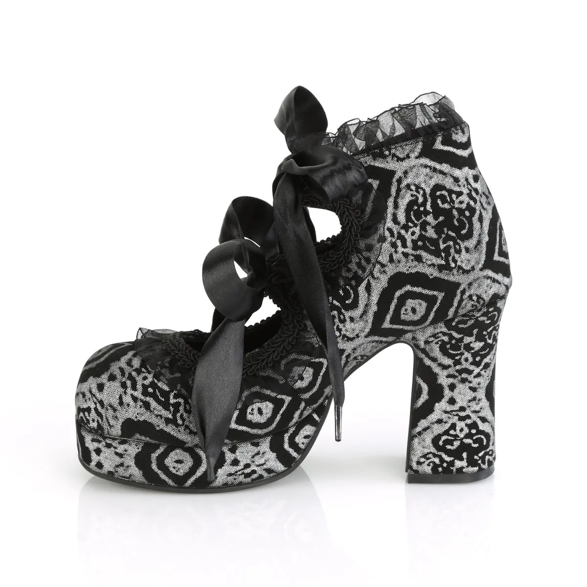GOTHIKA-53  Black-Silver Faux Nubuck Leather