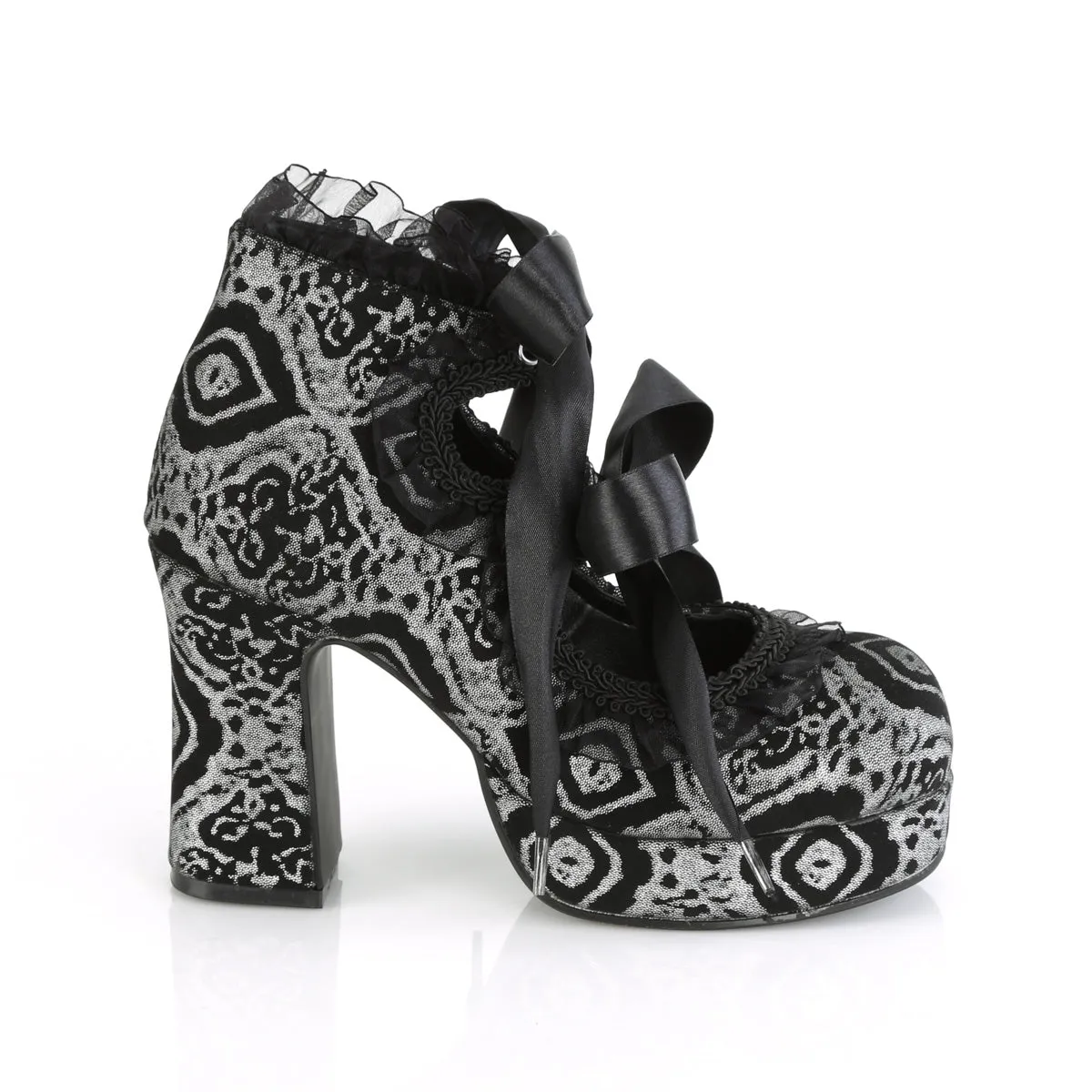 GOTHIKA-53  Black-Silver Faux Nubuck Leather