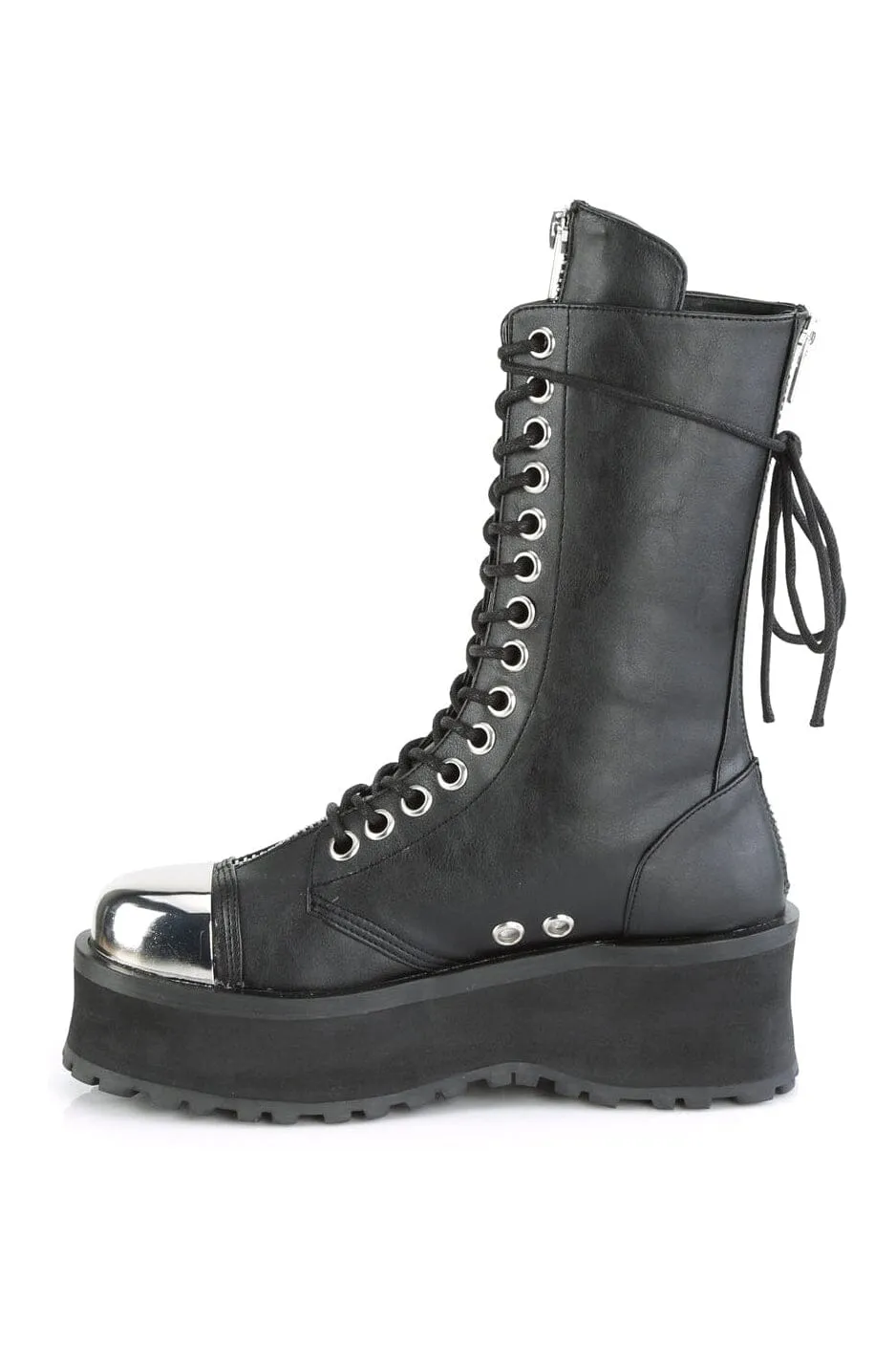 GRAVEDIGGER-14 Black Vegan Leather Knee Boot