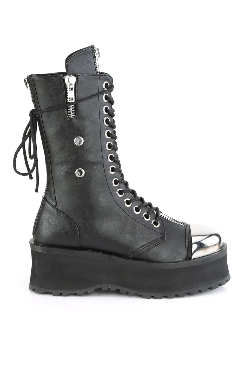 GRAVEDIGGER-14 Black Vegan Leather Knee Boot