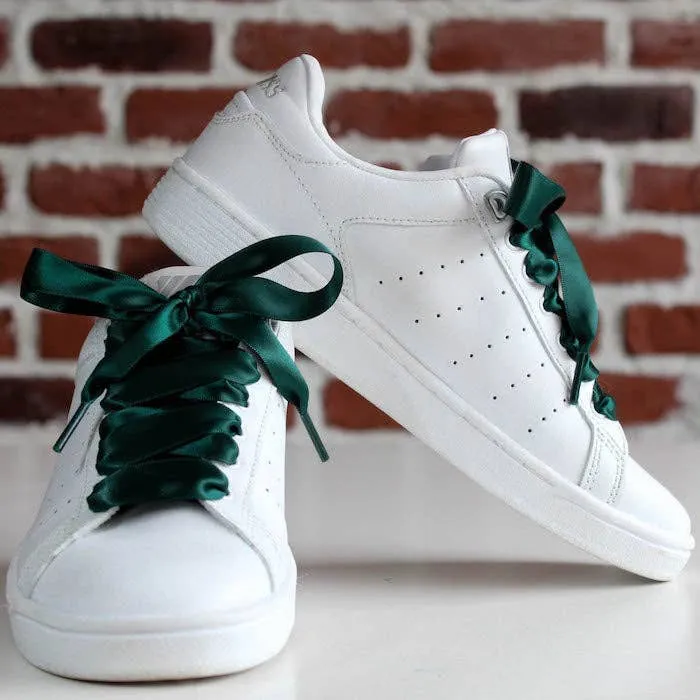 Green satin laces