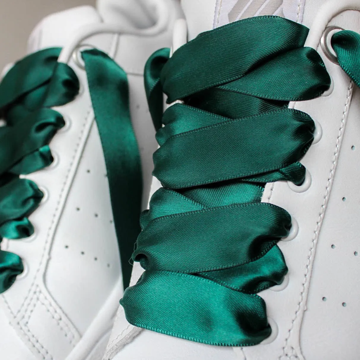 Green satin laces