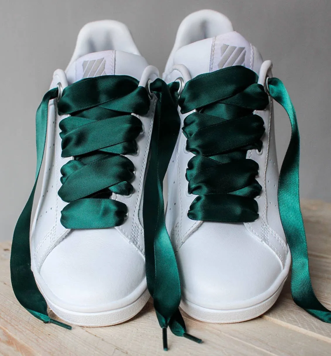 Green satin laces